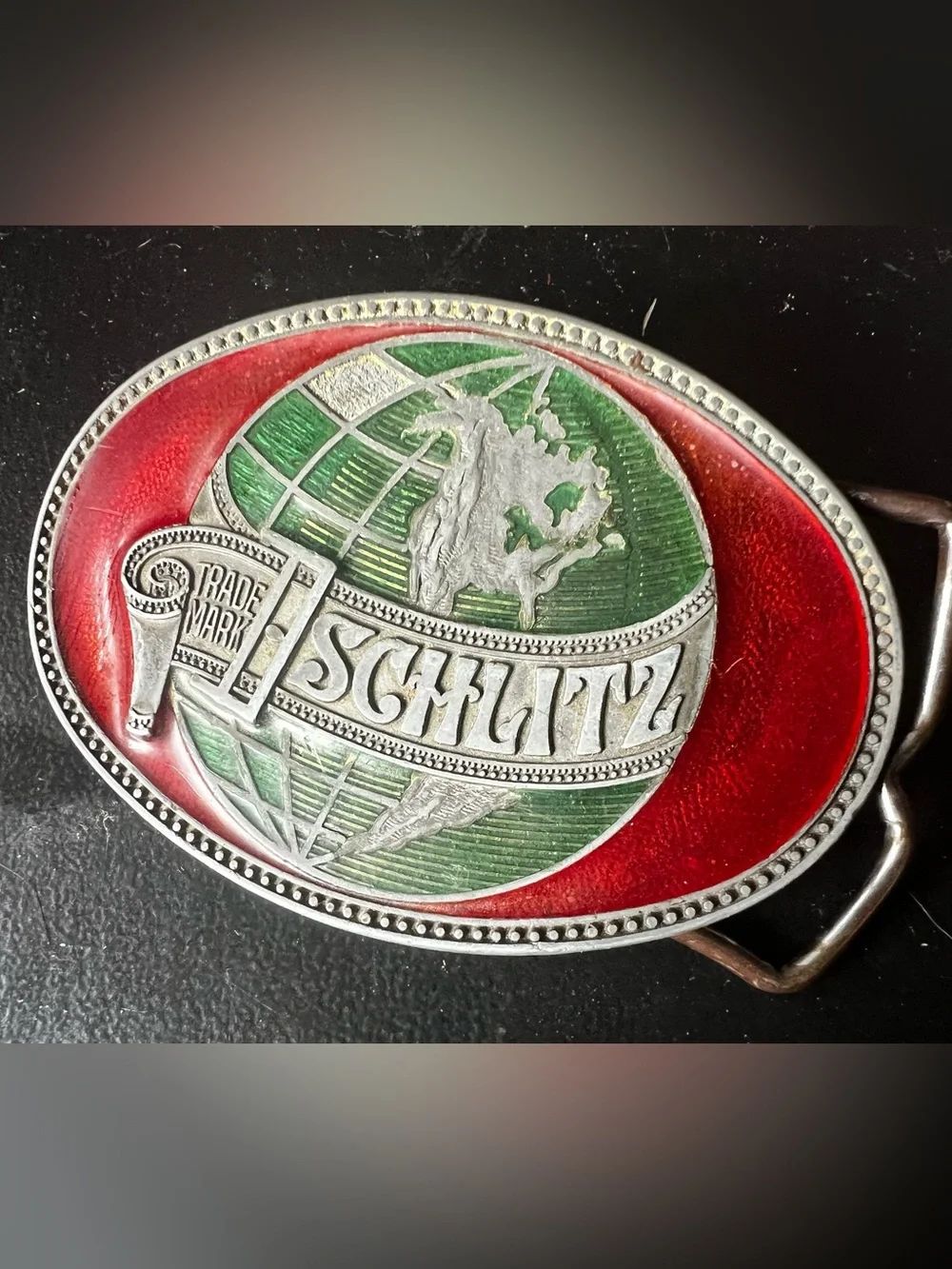 1970's Rare Vintage Schlitz Metal Belt Buckle
